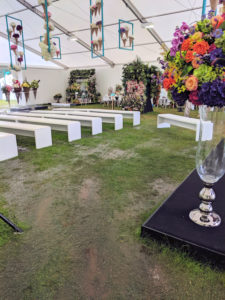 Picture of water soaked empty marquee, end of the day at RHS Tatton.