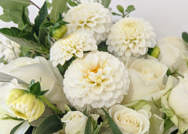 Bridal bouquet with homegrown Dahlias.
