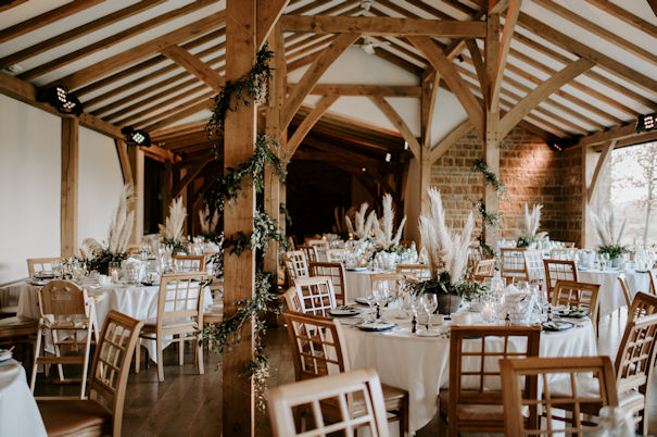 Pampas table centrepieces at Dodford Manor.